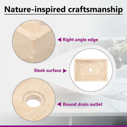Waschbecken 45x30x12 cm Marmor Hochglanz-Creme