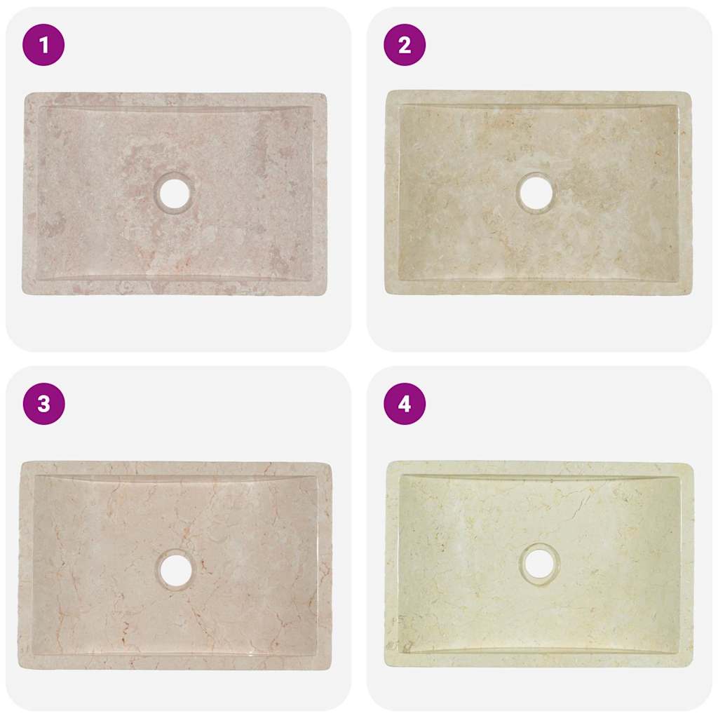Waschbecken 45x30x12 cm Marmor Hochglanz-Creme