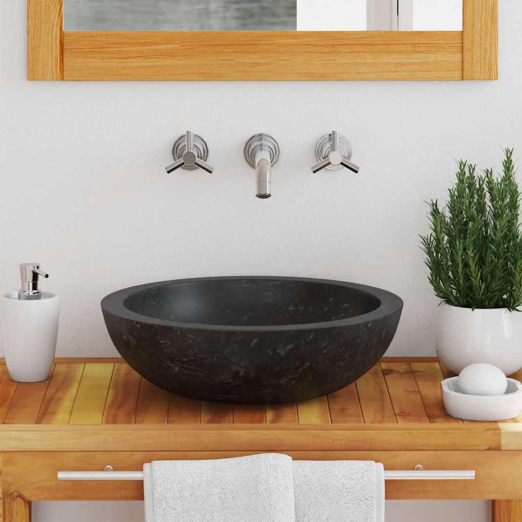Waschbecken 40x12 cm Marmor Schwarz