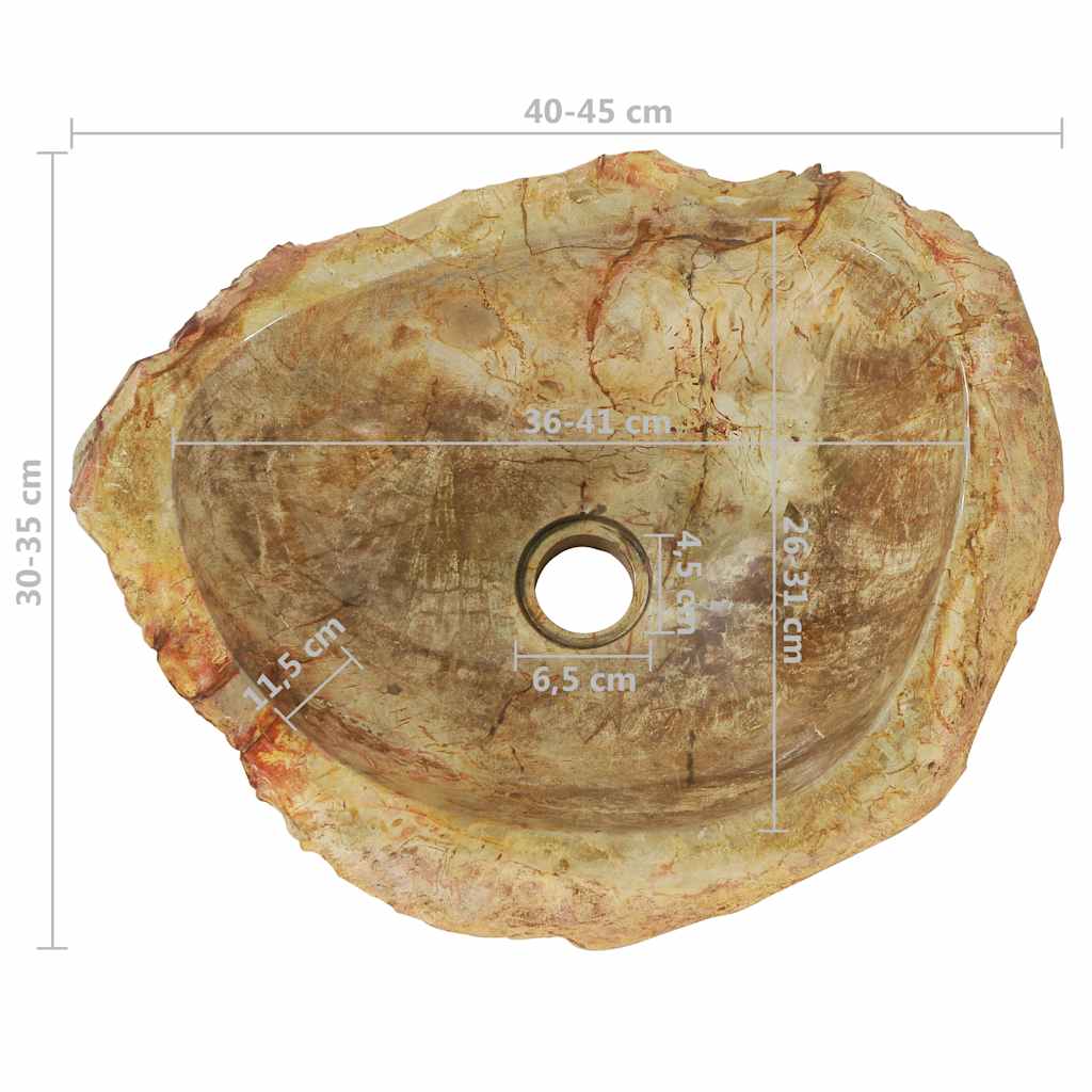 Waschbecken 45x35x15 cm Fossil-Stein Cremeweiß
