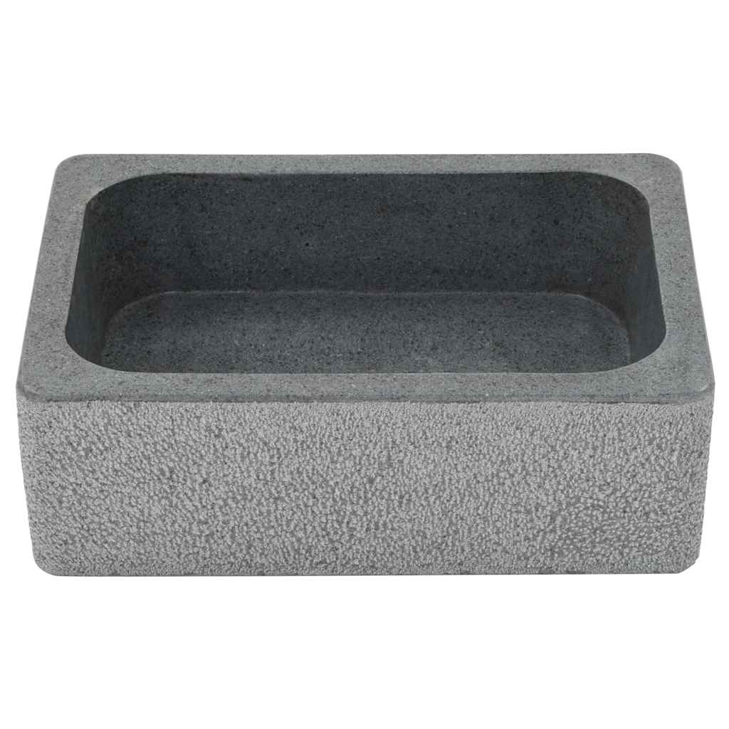 Waschbecken 45x30x15 cm Flussstein Schwarz