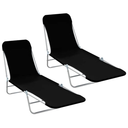 Klappliegen 2 Stk. Stahl und Stoff Schwarz