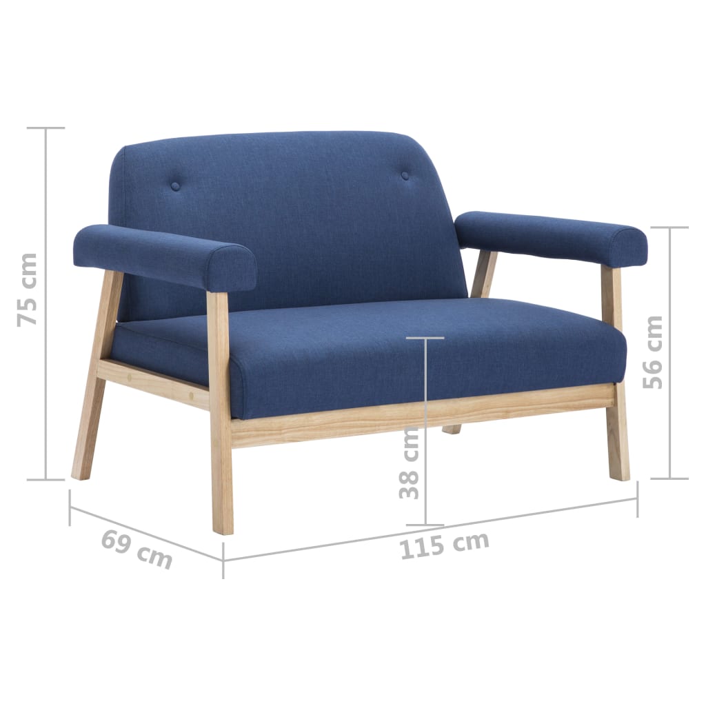 2-Sitzer-Sofa Stoff Blau