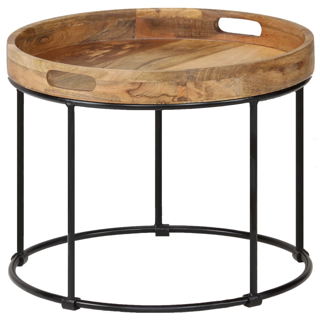 Table basse en bois de manguier massif et acier 50x40 cm