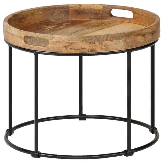 Table basse en bois de manguier massif et acier 50x40 cm