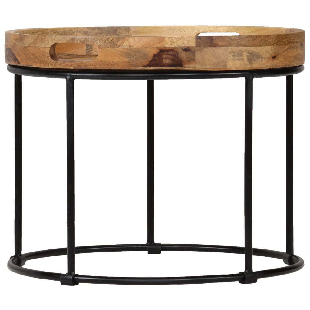 Table basse en bois de manguier massif et acier 50x40 cm
