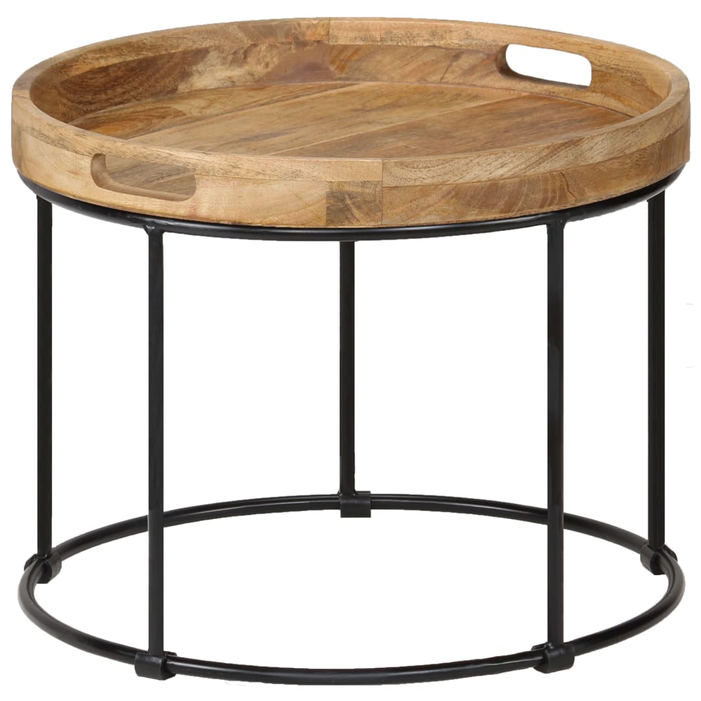 Table basse en bois de manguier massif et acier 50x40 cm