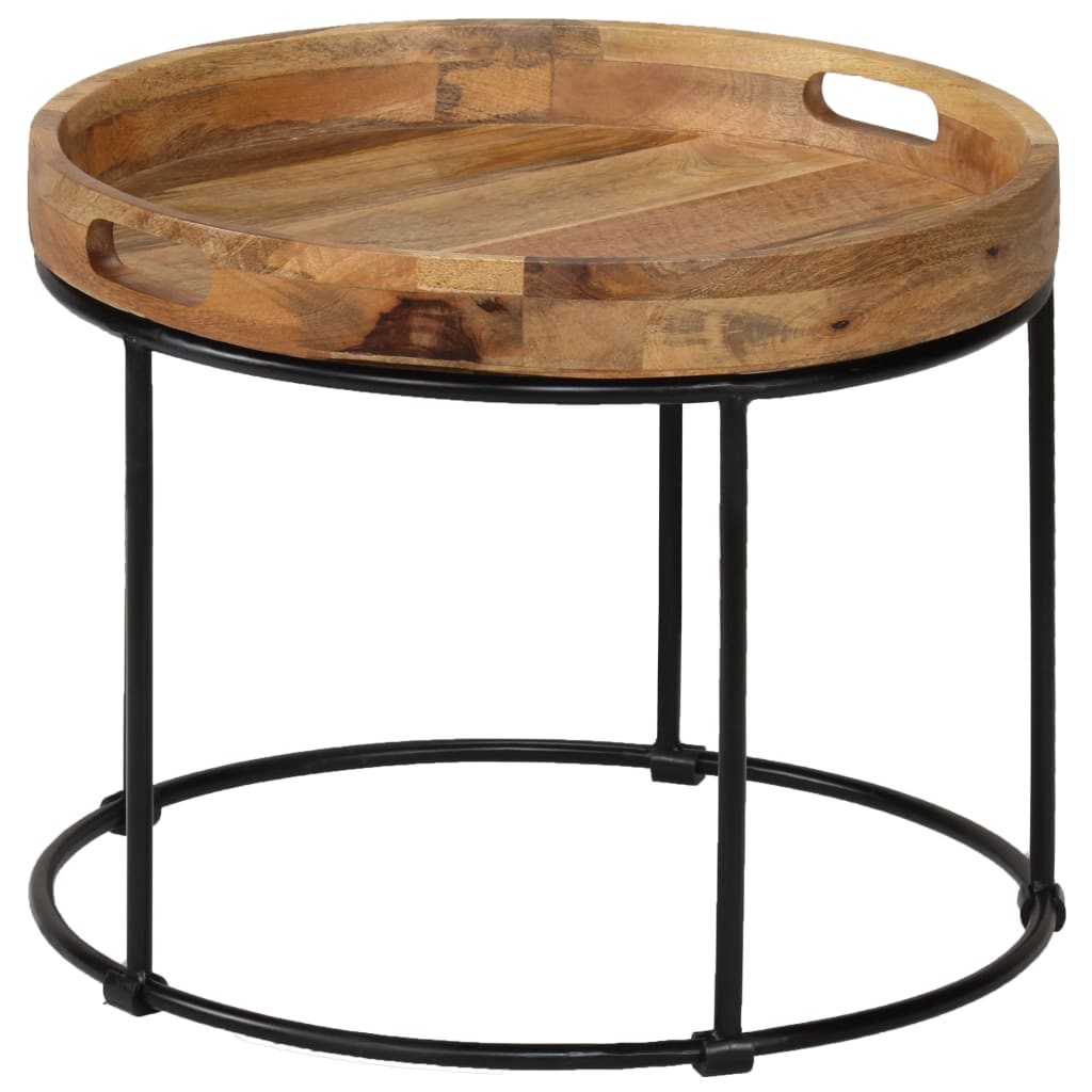 Table basse en bois de manguier massif et acier 50x40 cm