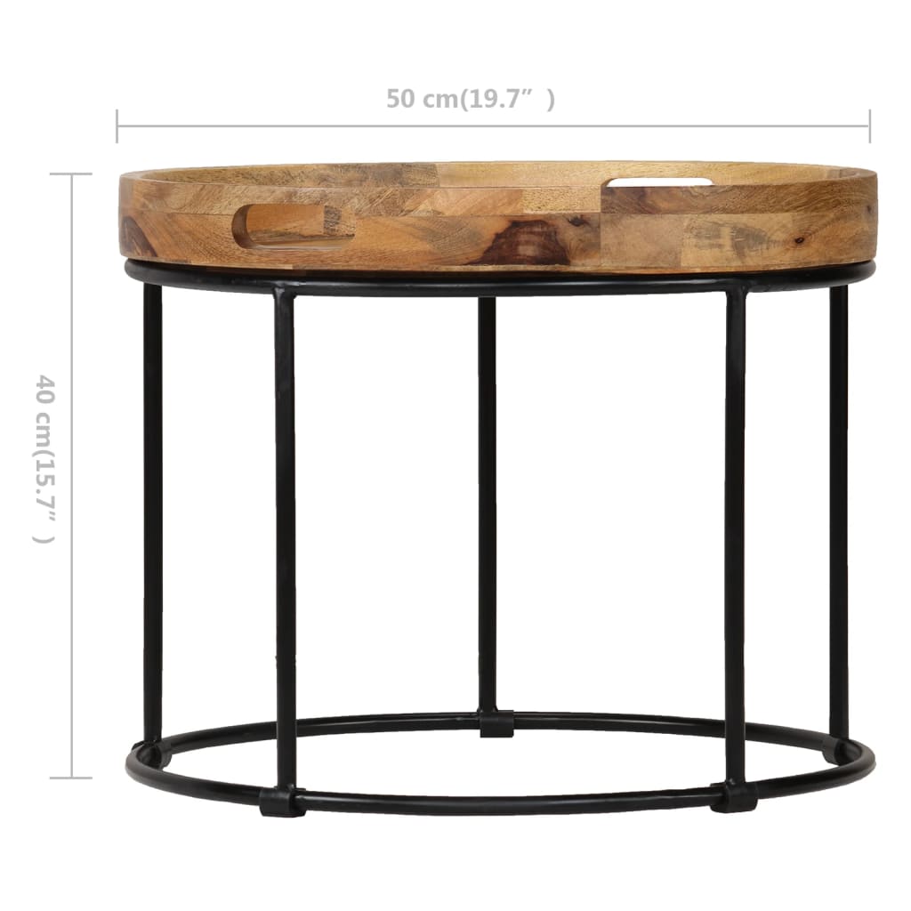 Table basse en bois de manguier massif et acier 50x40 cm