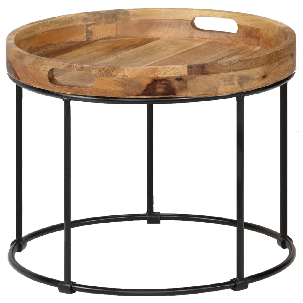 Table basse en bois de manguier massif et acier 50x40 cm