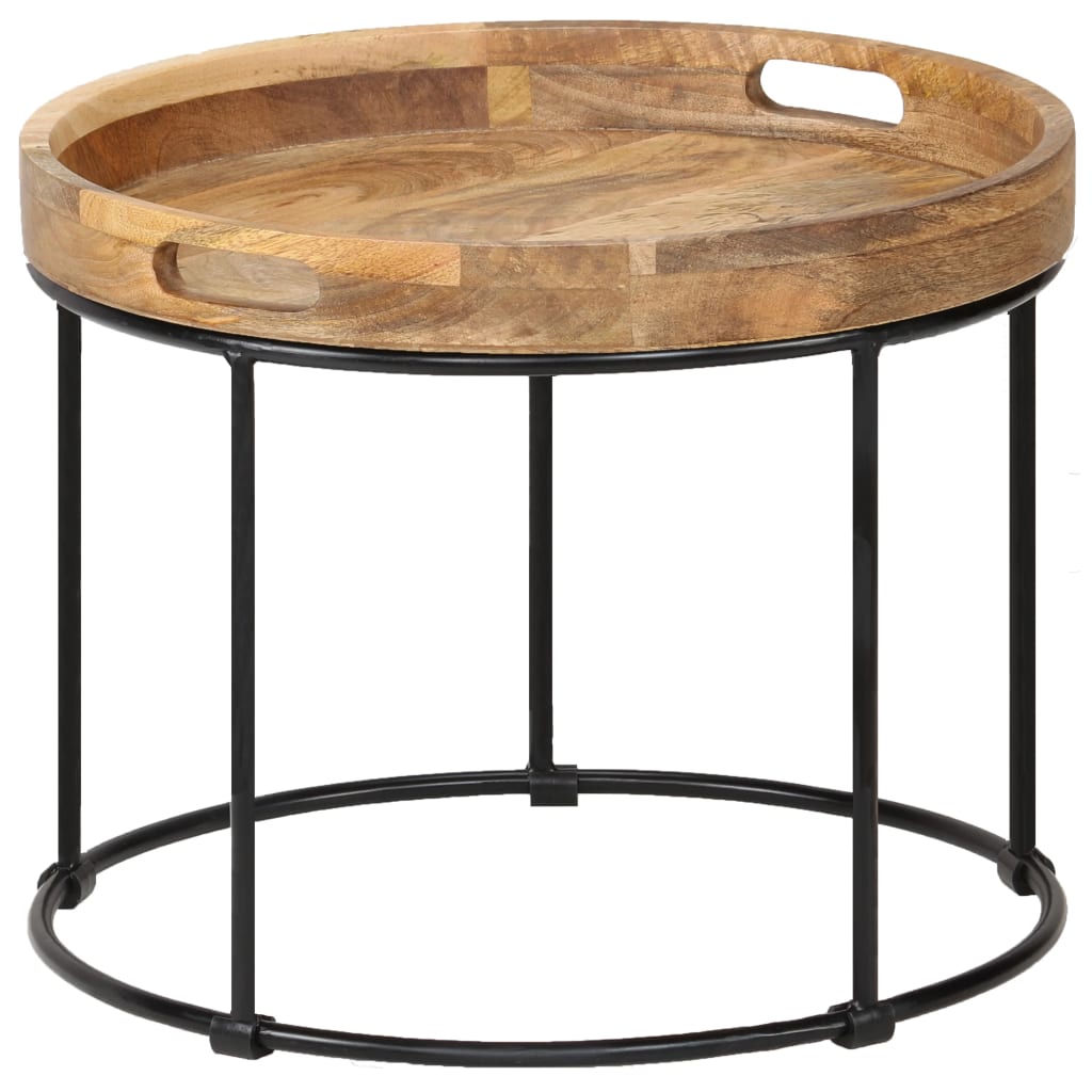 Table basse en bois de manguier massif et acier 50x40 cm