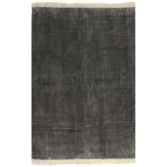Kelim-Teppich Baumwolle 120x180 cm Anthrazit