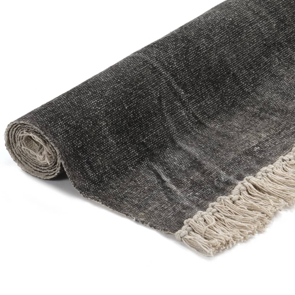 Kelim-Teppich Baumwolle 120x180 cm Anthrazit
