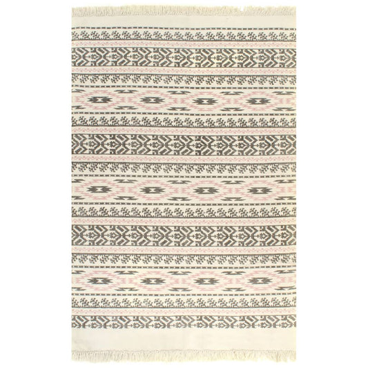 Kelim-Teppich Baumwolle 160x230 cm mit Muster Grau/Rosa