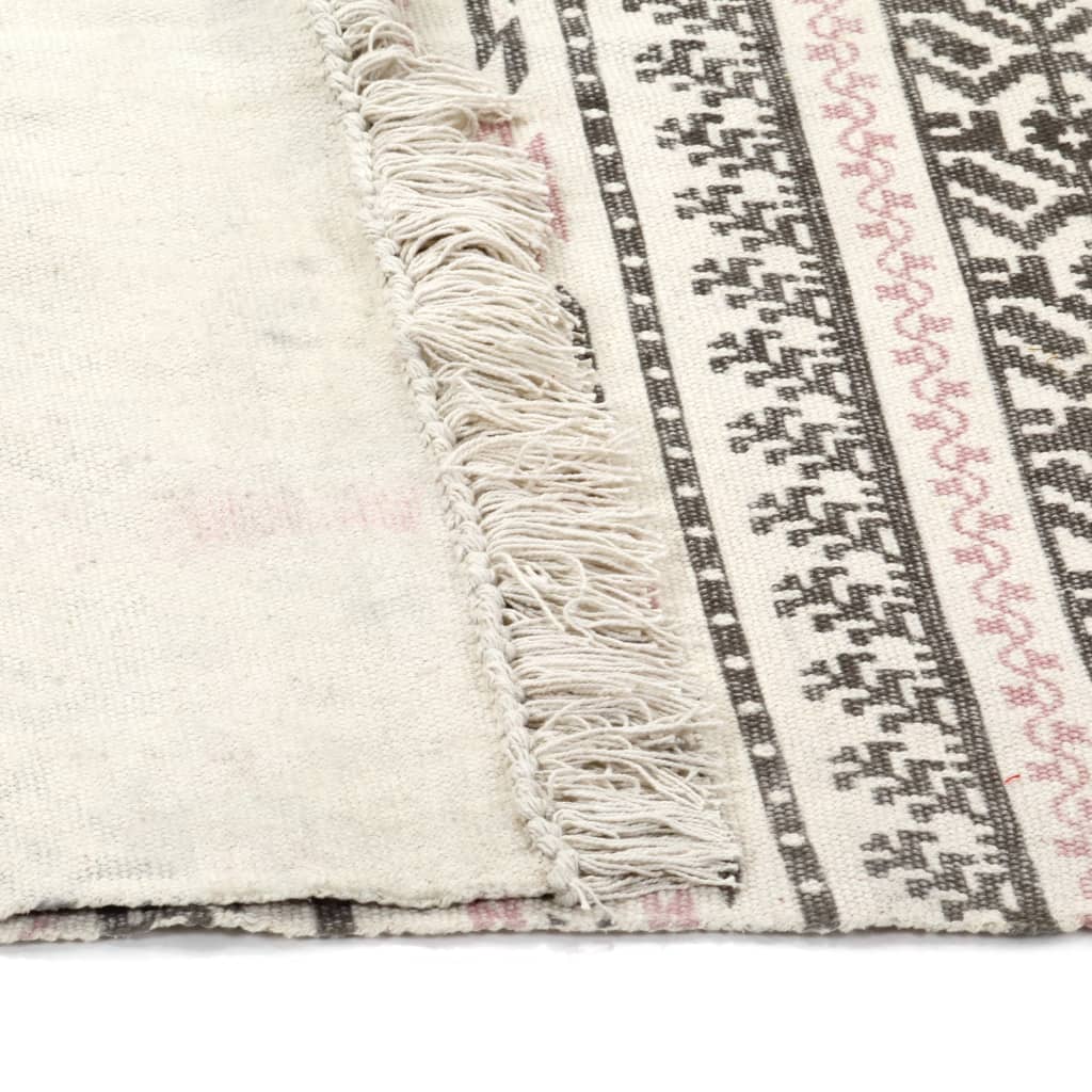 Kelim-Teppich Baumwolle 160x230 cm mit Muster Grau/Rosa