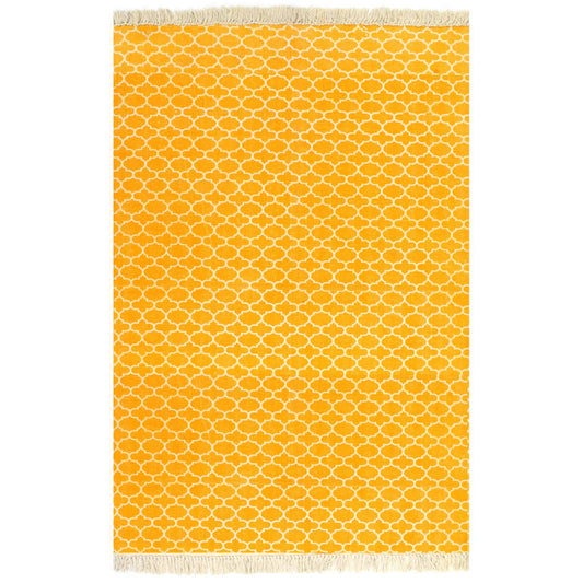 Kelim-Teppich Baumwolle 160x230 cm mit Muster Gelb