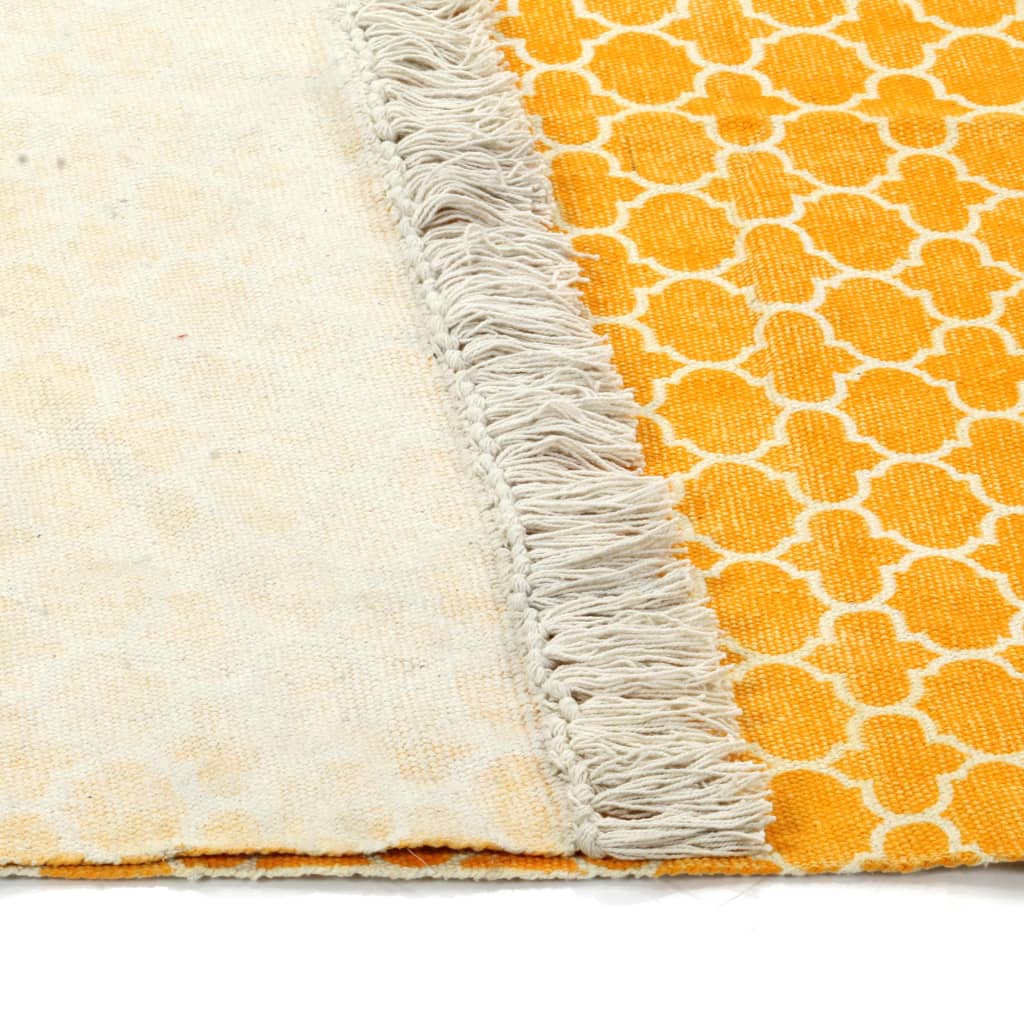 Kelim-Teppich Baumwolle 160x230 cm mit Muster Gelb