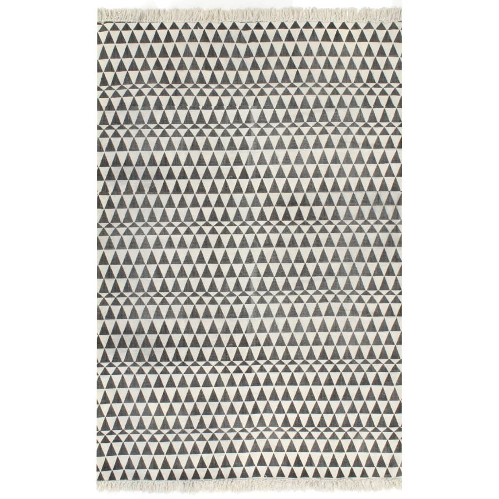 Kelim-Teppich Baumwolle 160x230 cm mit Muster Schwarz/Weiß