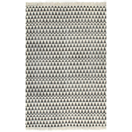 Kelim-Teppich Baumwolle 160x230 cm mit Muster Schwarz/Weiß