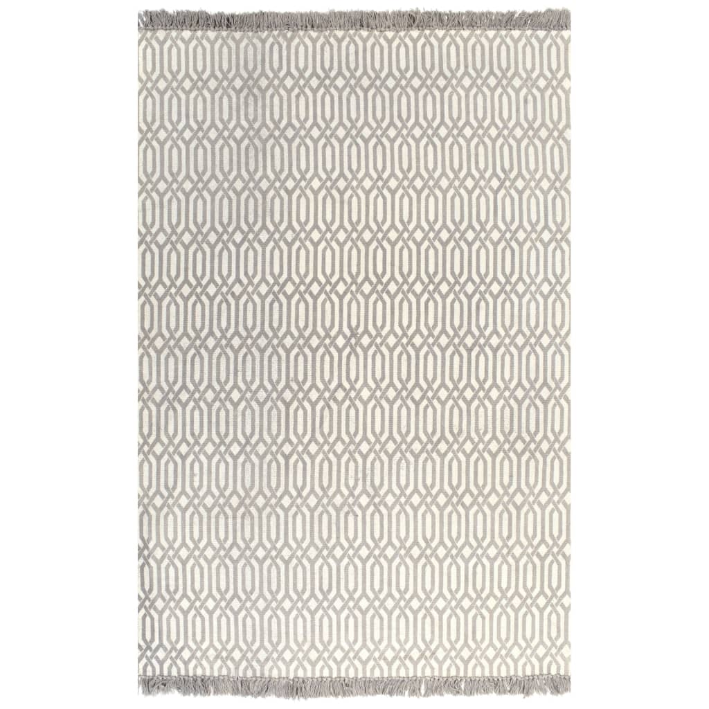 Kelim-Teppich Baumwolle 120x180 cm mit Muster Taupe