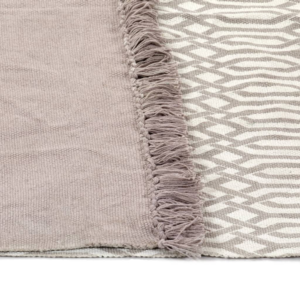 Kelim-Teppich Baumwolle 120x180 cm mit Muster Taupe