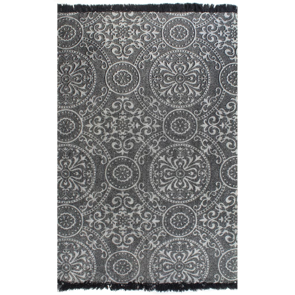 Kelim-Teppich Baumwolle 160x230 cm mit Muster Grau