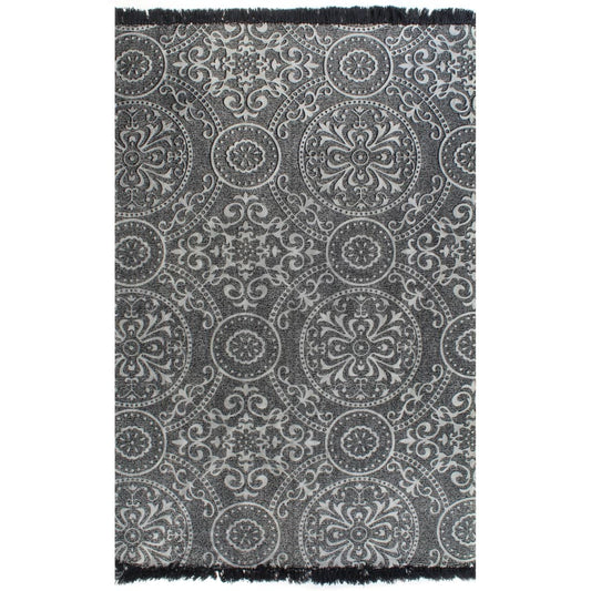 Kelim-Teppich Baumwolle 160x230 cm mit Muster Grau