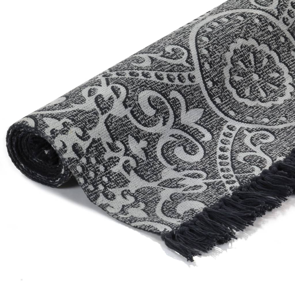 Kelim-Teppich Baumwolle 160x230 cm mit Muster Grau
