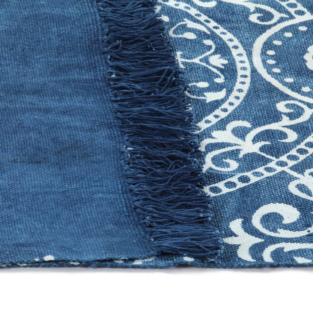 Kelim-Teppich Baumwolle 120x180 cm mit Muster Blau
