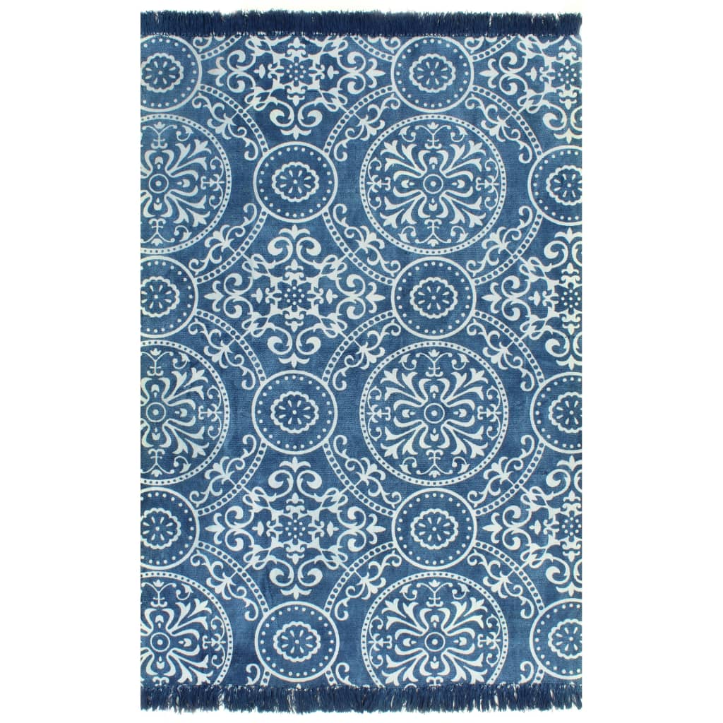 Kelim-Teppich Baumwolle 160x230 cm mit Muster Blau