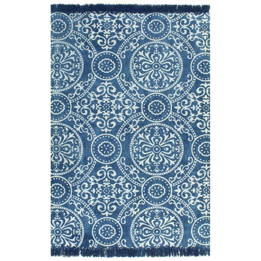 Kelim-Teppich Baumwolle 160x230 cm mit Muster Blau