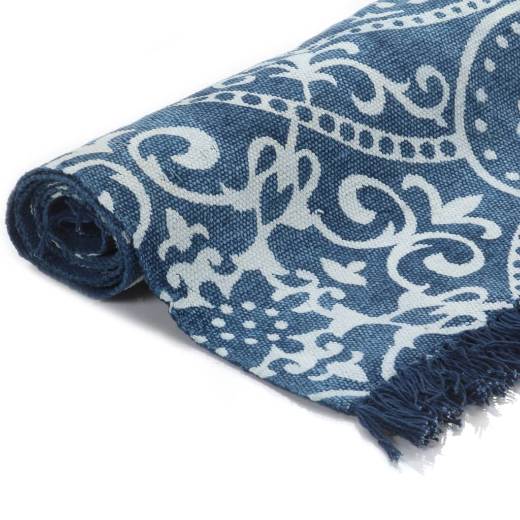 Kelim-Teppich Baumwolle 160x230 cm mit Muster Blau