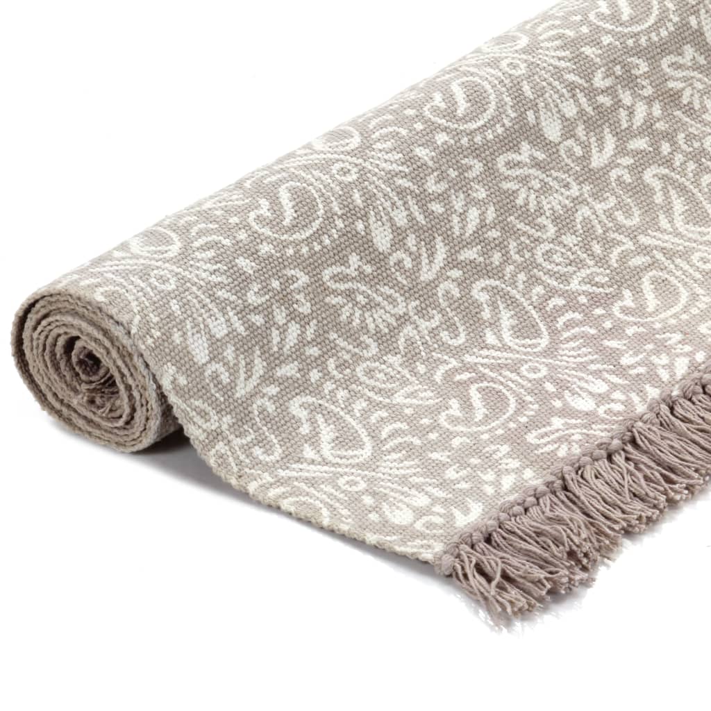 Kelim-Teppich Baumwolle 120x180 cm mit Muster Taupe
