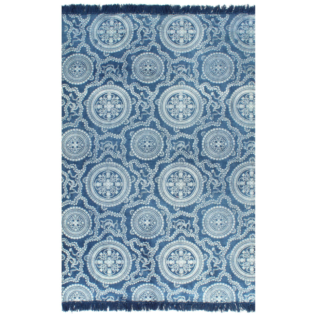 Kelim-Teppich Baumwolle 120x180 cm mit Muster Blau