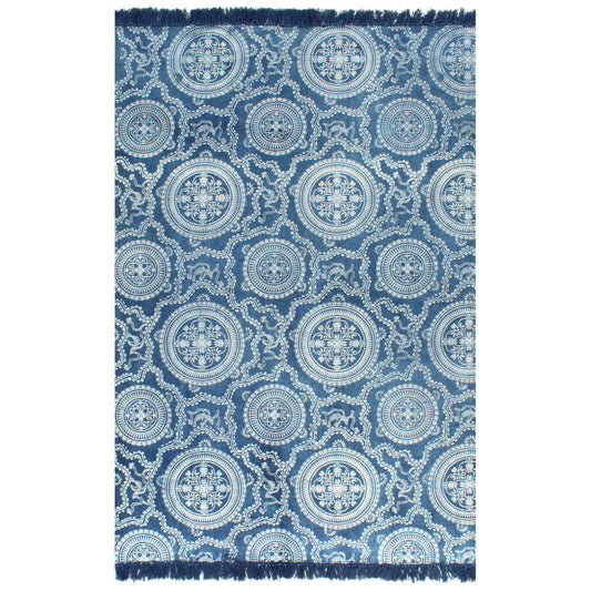 Kelim-Teppich Baumwolle 120x180 cm mit Muster Blau
