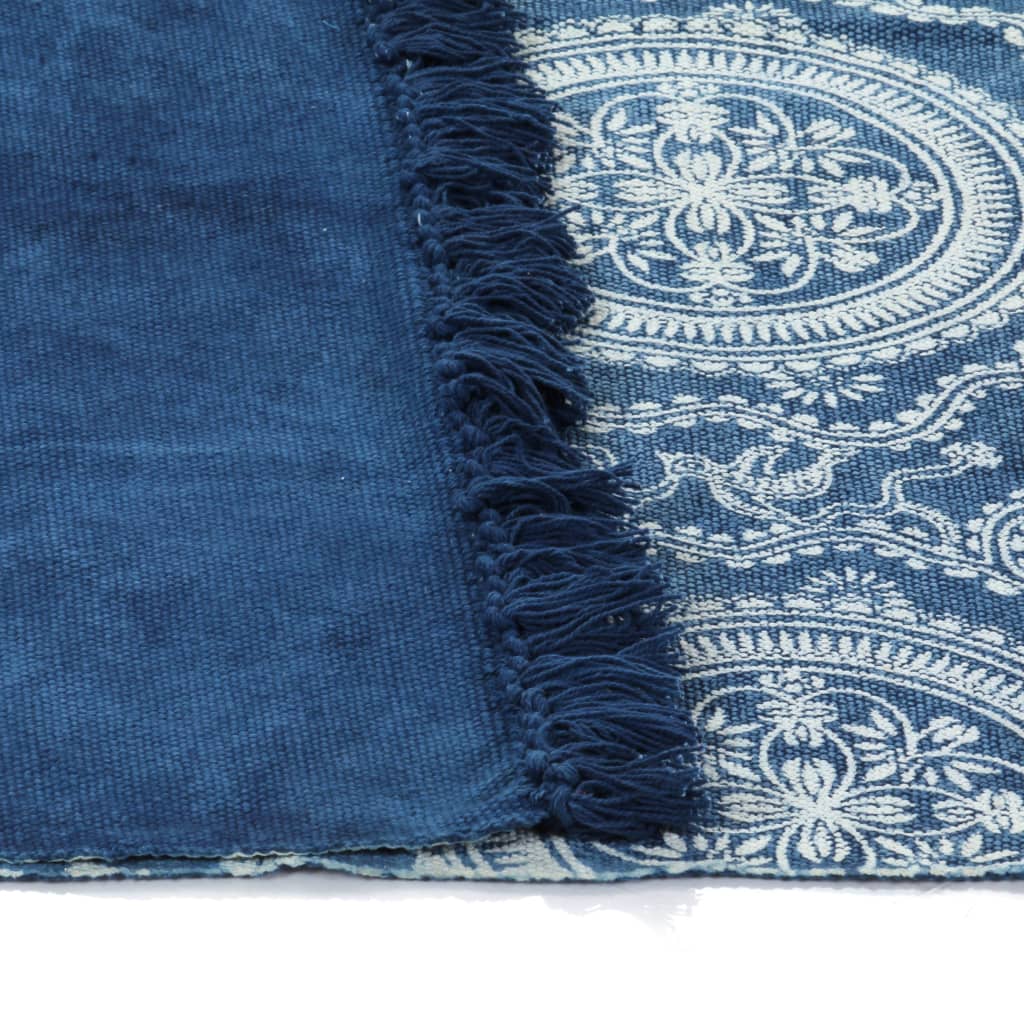 Kelim-Teppich Baumwolle 120x180 cm mit Muster Blau