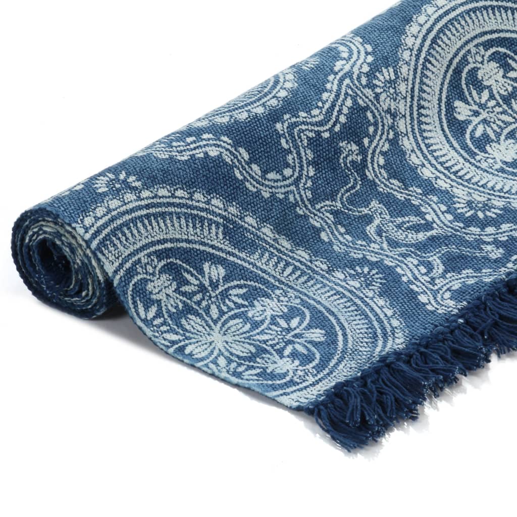 Kelim-Teppich Baumwolle 160x230 cm mit Muster Blau