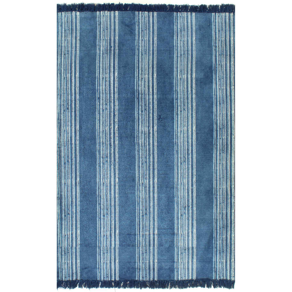 Kelim-Teppich Baumwolle 120x180 cm mit Muster Blau