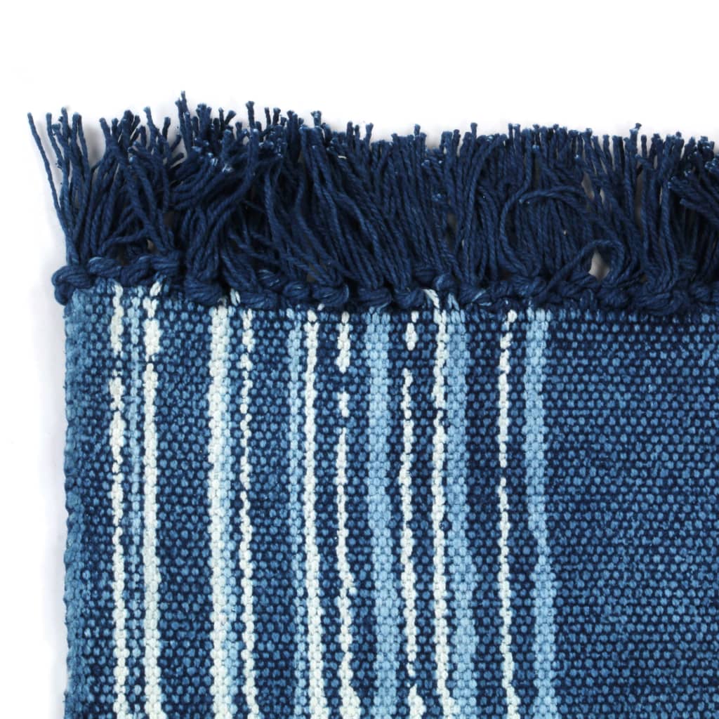 Kelim-Teppich Baumwolle 120x180 cm mit Muster Blau