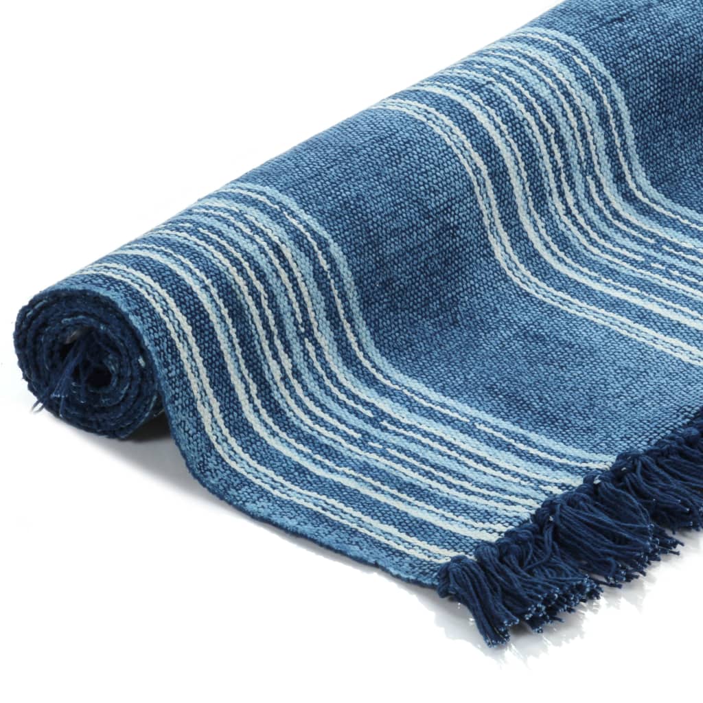 Kelim-Teppich Baumwolle 160x230 cm mit Muster Blau