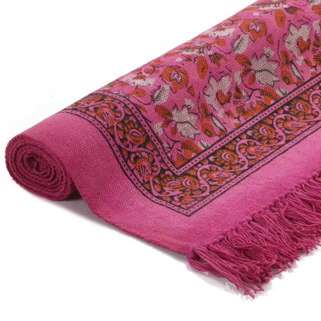 Kelim-Teppich Baumwolle 120x180 cm mit Muster Fachsia