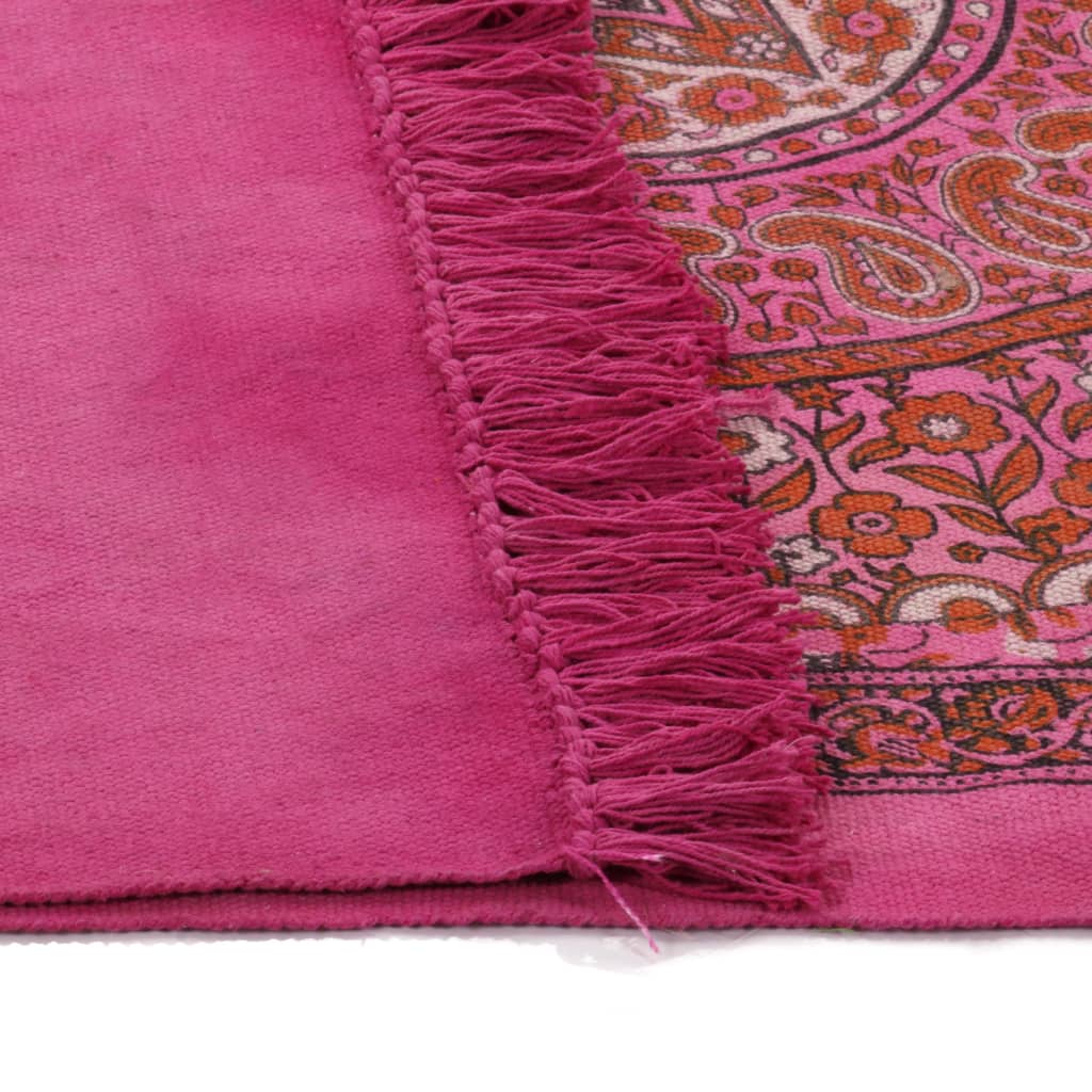 Kelim-Teppich Baumwolle 120x180 cm mit Muster Fachsia