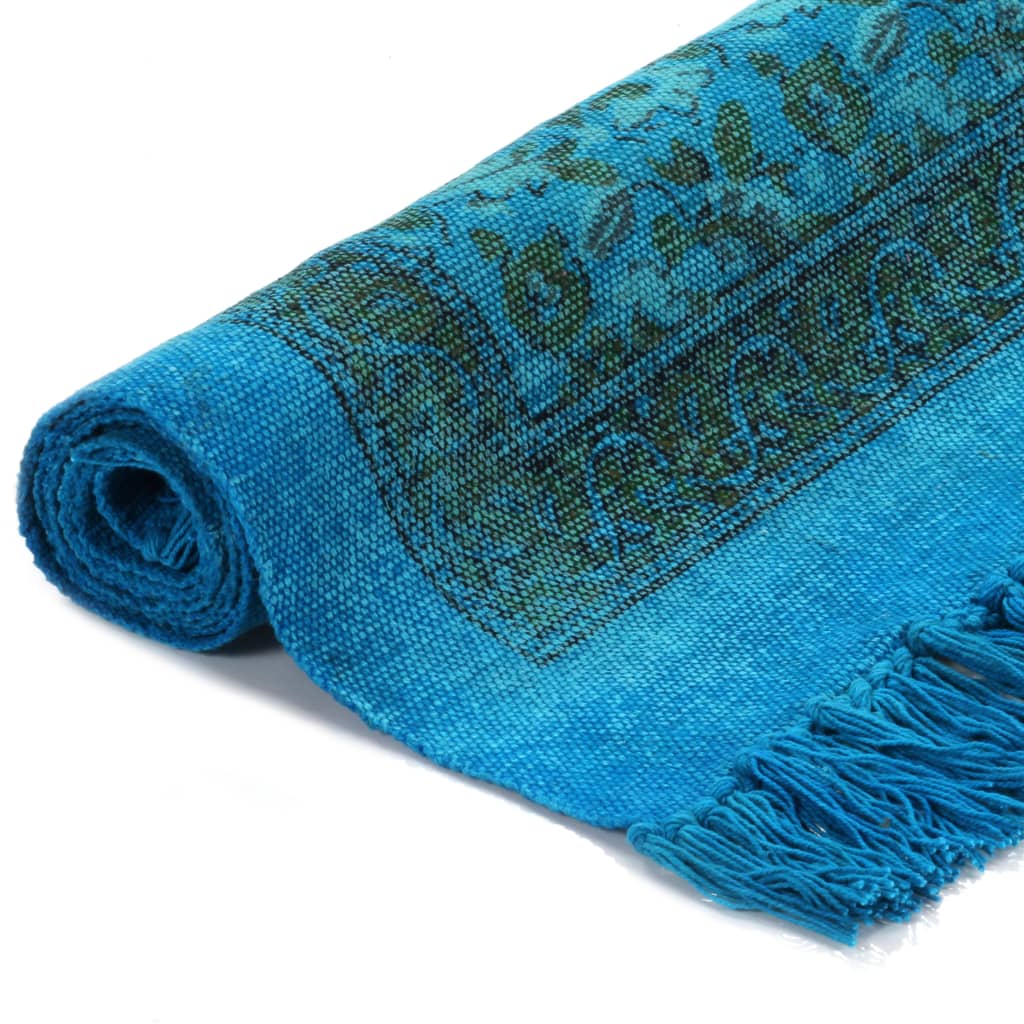 Kelim-Teppich Baumwolle 160x230 cm mit Muster Türkis