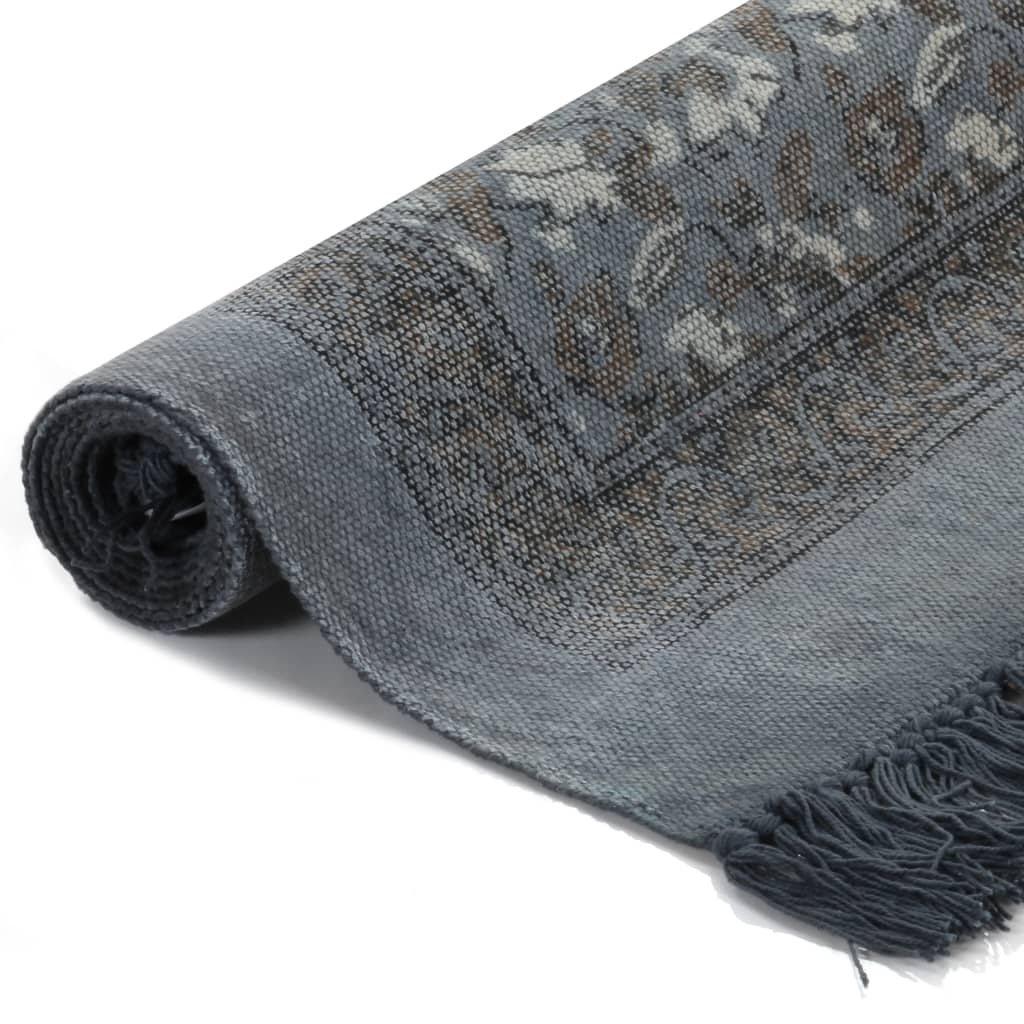 Kelim-Teppich Baumwolle 120x180 cm mit Muster Grau