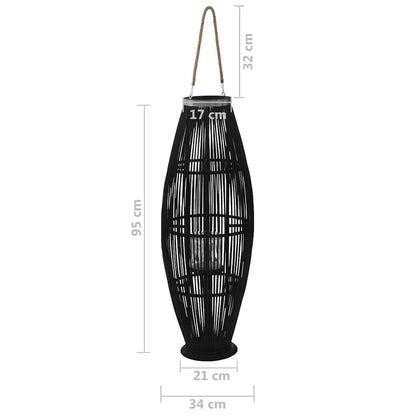Hängender Kerzenleuchter Bambus Schwarz 95cm