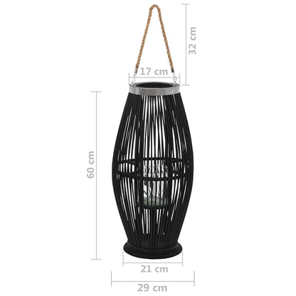 Hängender Kerzenleuchter Bambus Schwarz 60 cm