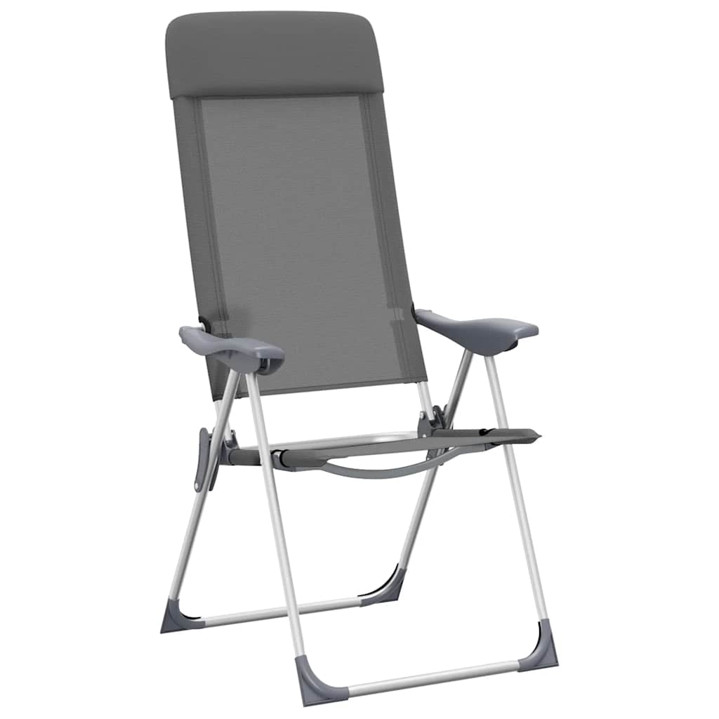 Klappbare Campingstühle 2 Stk. Grau Aluminium