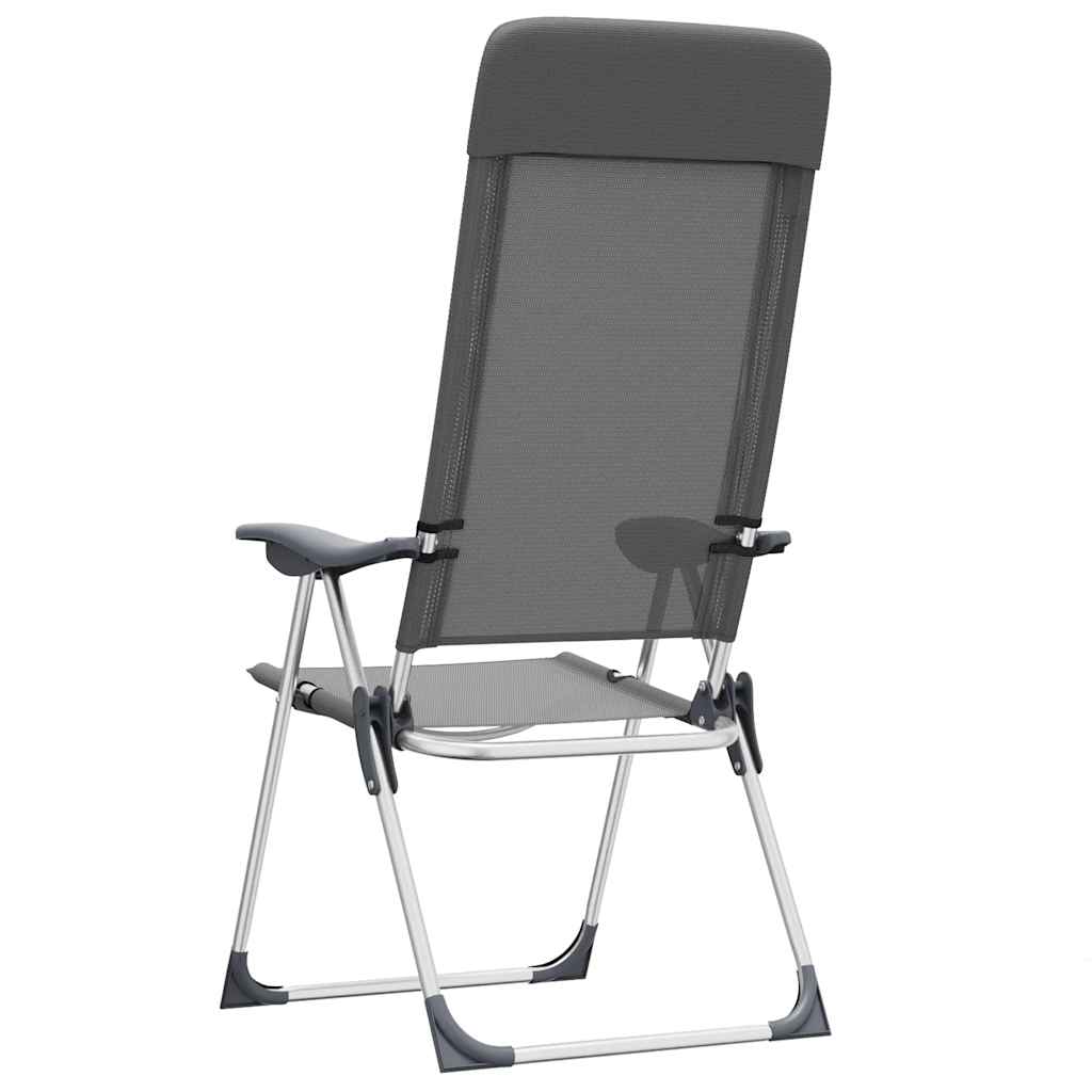 Klappbare Campingstühle 2 Stk. Grau Aluminium
