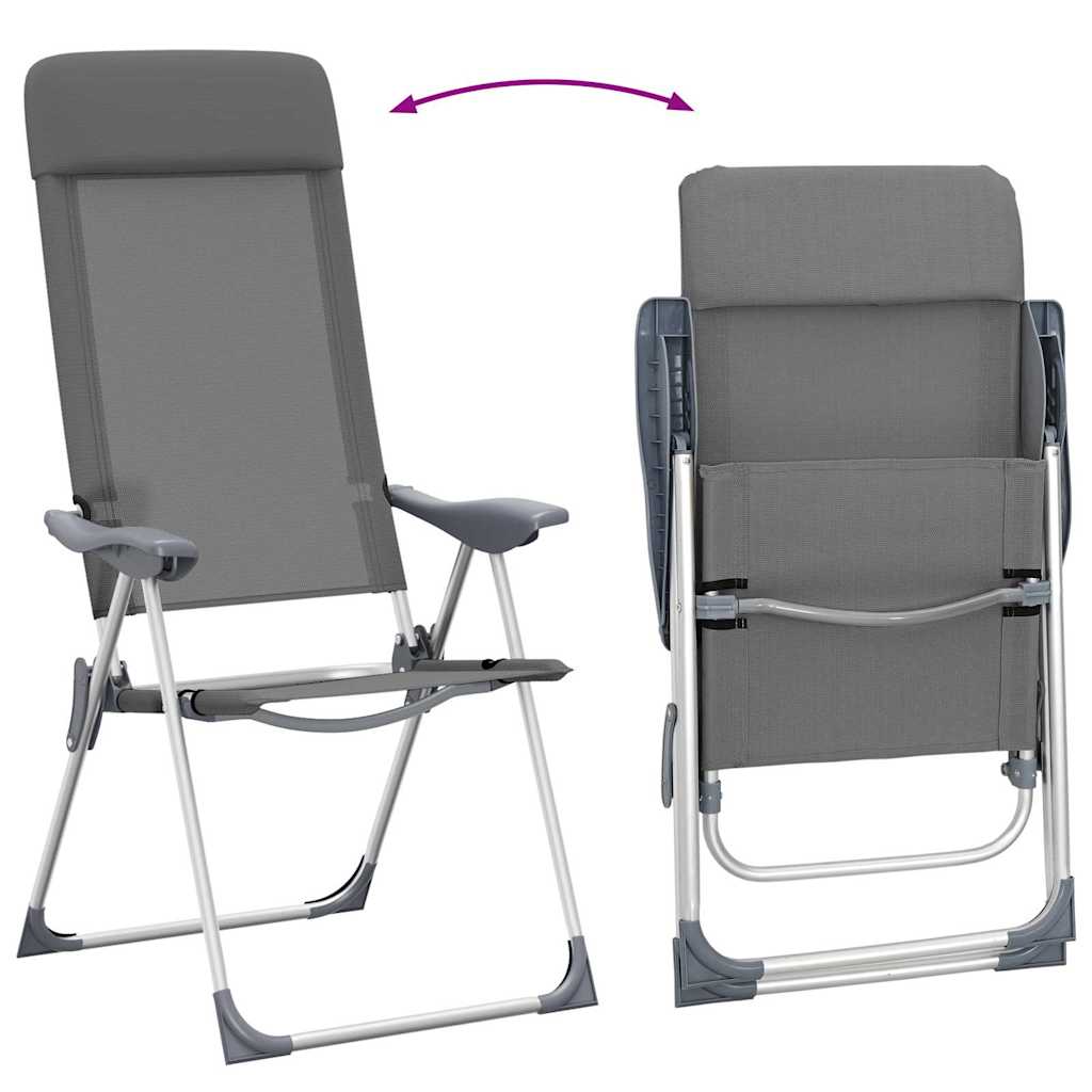 Klappbare Campingstühle 2 Stk. Grau Aluminium