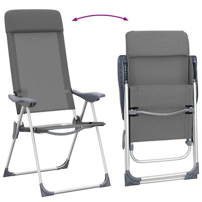 Klappbare Campingstühle 2 Stk. Grau Aluminium